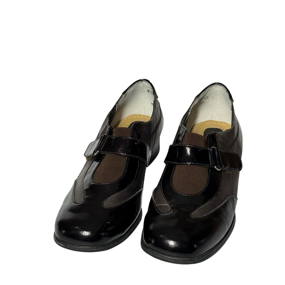 Ros Hommerson Sport Brown Patent Metallic Adjustable Strap Shoes SZ 9S Narrow